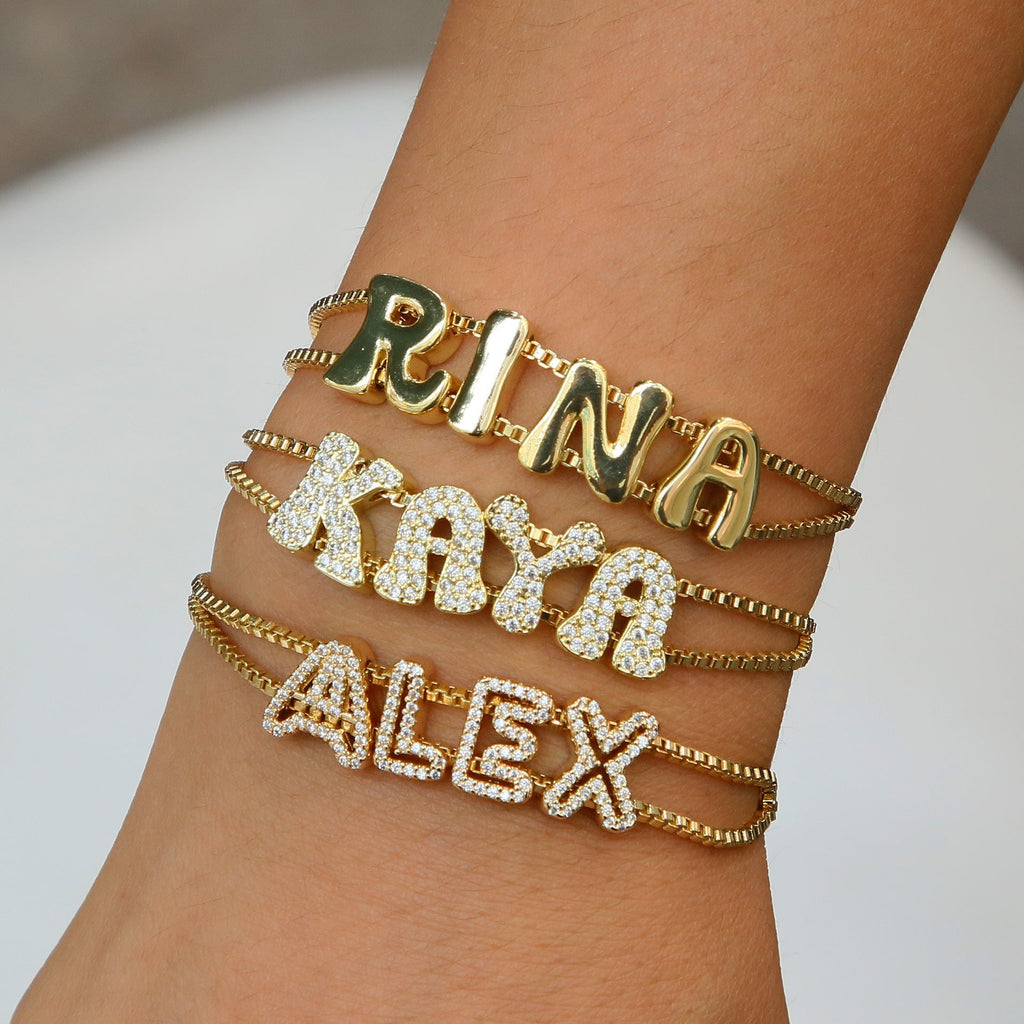 ACOOE 18K Brass Smooth DIY Name Bracelet 01 - ACOOE
