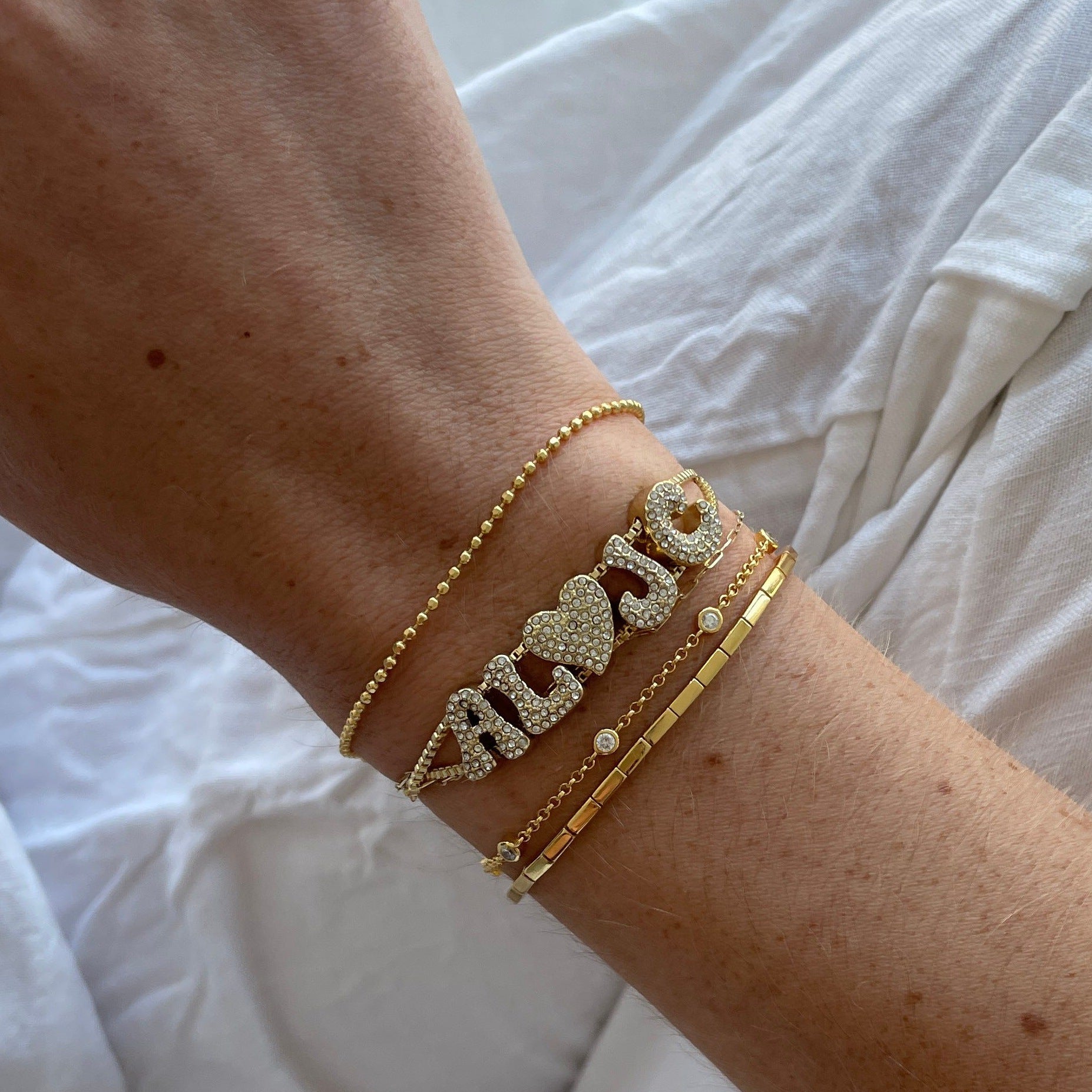 ACOOE 18K Brass Smooth DIY Name Bracelet 02 - ACOOE