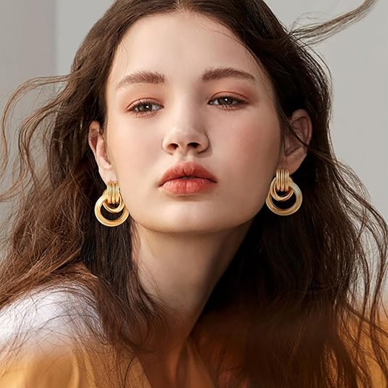 ACOOE 18K Gold Geometric Drop Earrings 01 - ACOOE