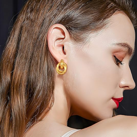 ACOOE 18K Gold Geometric Drop Earrings 02 - ACOOE