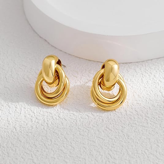 ACOOE 18K Gold Geometric Drop Earrings 02 - ACOOE