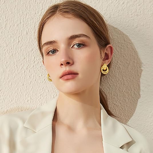 ACOOE 18K Gold Geometric Drop Earrings 02 - ACOOE