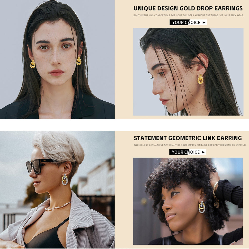 ACOOE 18K Gold Geometric Drop Earrings 02 - ACOOE