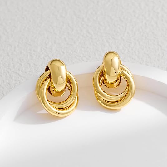 ACOOE 18K Gold Geometric Drop Earrings 02 - ACOOE