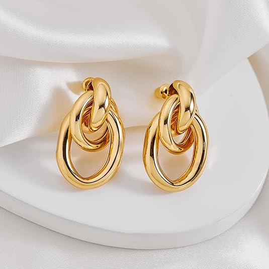 ACOOE 18K Gold Geometric Drop Earrings 06 - ACOOE