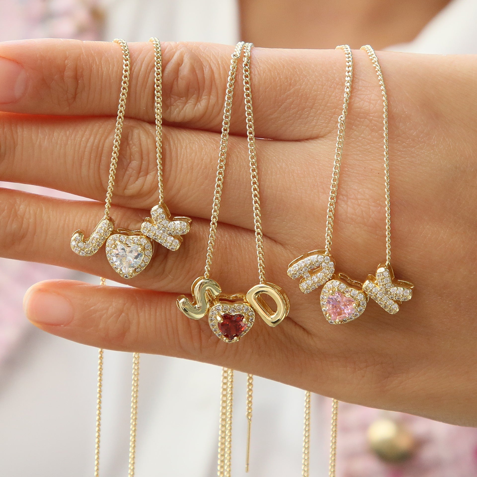 ACOOE 18K Gold Plated DIY 26 Letter Heart Pendant Necklace 01 - ACOOE