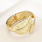 ACOOE Chunky Gold Bangle Leaf Bracelets 01 - ACOOE