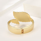 ACOOE Chunky Gold Bangle Leaf Bracelets 01 - ACOOE
