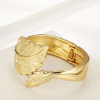 ACOOE Chunky Gold Bangle Leaf Bracelets 01 - ACOOE