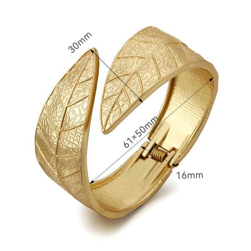 ACOOE Chunky Gold Bangle Leaf Bracelets 03 - ACOOE