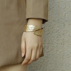 ACOOE Chunky Gold Bangle Leaf Bracelets 03 - ACOOE
