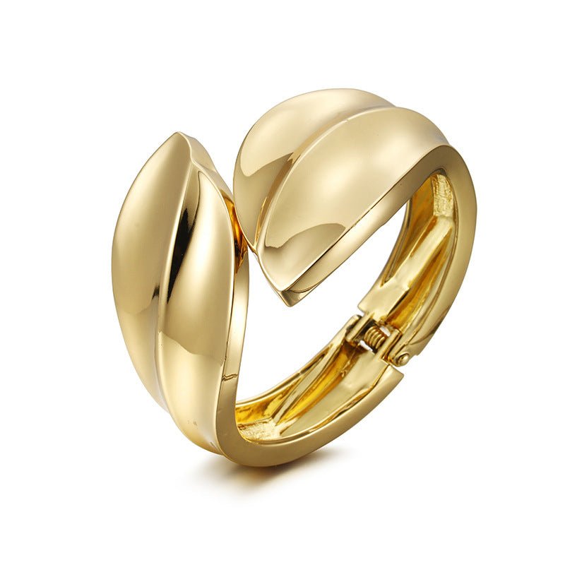 ACOOE Chunky Gold Bangle Leaf Bracelets 04 - ACOOE