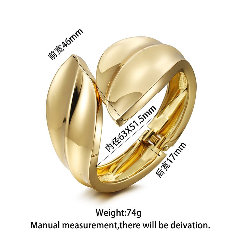 ACOOE Chunky Gold Bangle Leaf Bracelets 04 - ACOOE