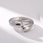 ACOOE Gold Polished Chunky Waterdrop Bangle 03 - ACOOE