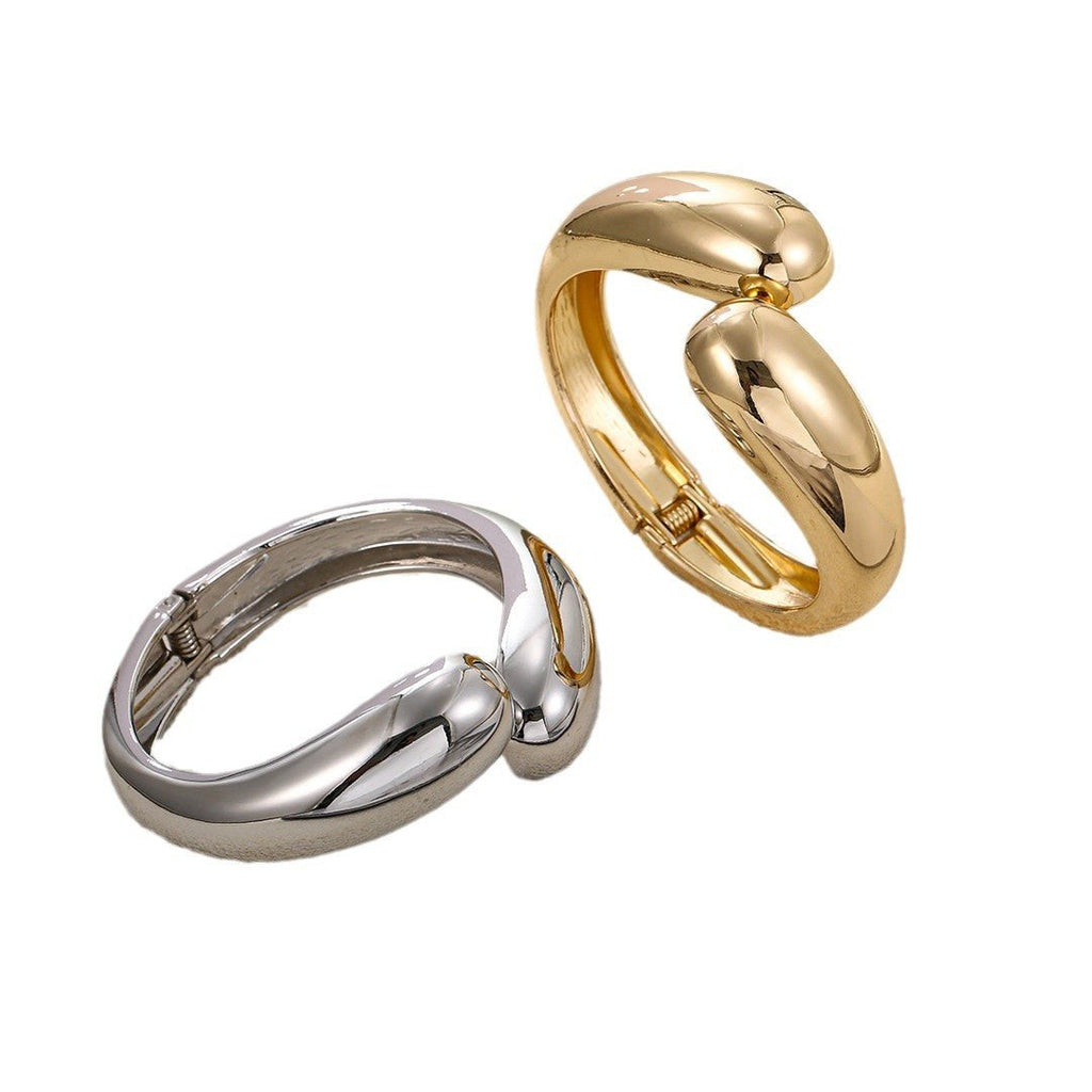 ACOOE Gold Polished Chunky Waterdrop Bangle 03 - ACOOE