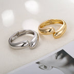 ACOOE Gold Polished Chunky Waterdrop Bangle 03 - ACOOE