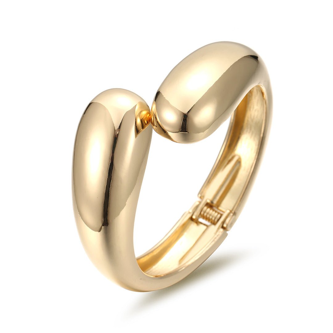 ACOOE Gold Polished Chunky Waterdrop Bangle 03 - ACOOE
