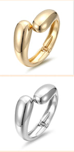 ACOOE Gold Polished Chunky Waterdrop Bangle 03 - ACOOE