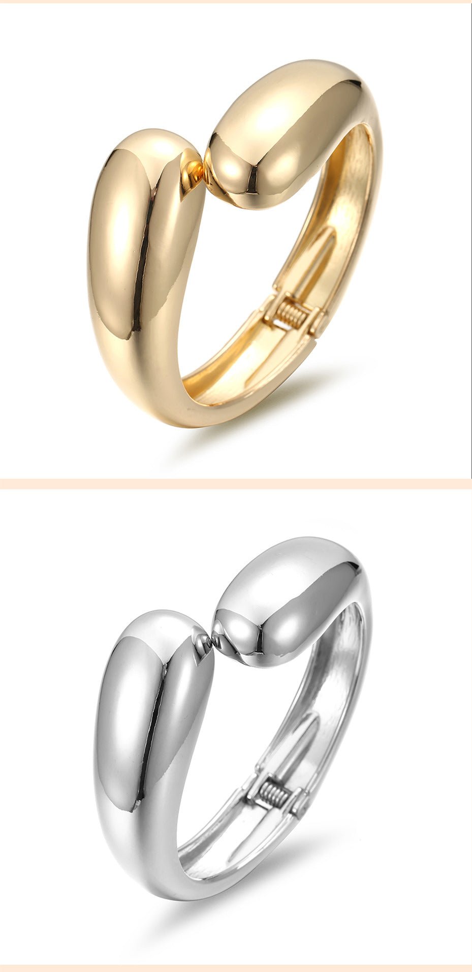 ACOOE Gold Polished Chunky Waterdrop Bangle 03 - ACOOE