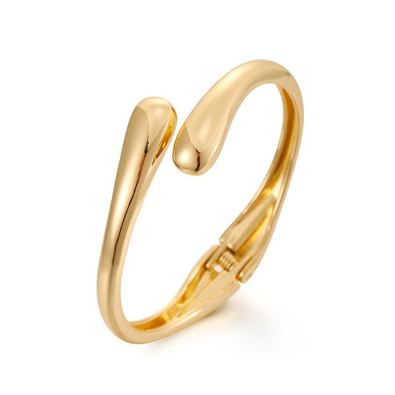 ACOOE Gold Polished Chunky Waterdrop Bangle 08 - ACOOE