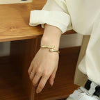 ACOOE Gold Polished Chunky Waterdrop Bangle 08 - ACOOE