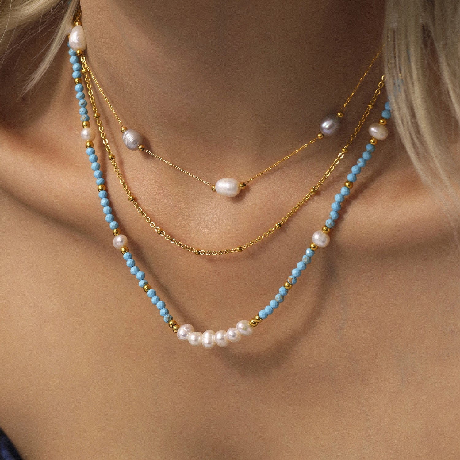 ACOOE Luxury Layered Pearl Necklace and Bracelet Set - ACOOE