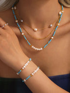ACOOE Luxury Layered Pearl Necklace and Bracelet Set - ACOOE
