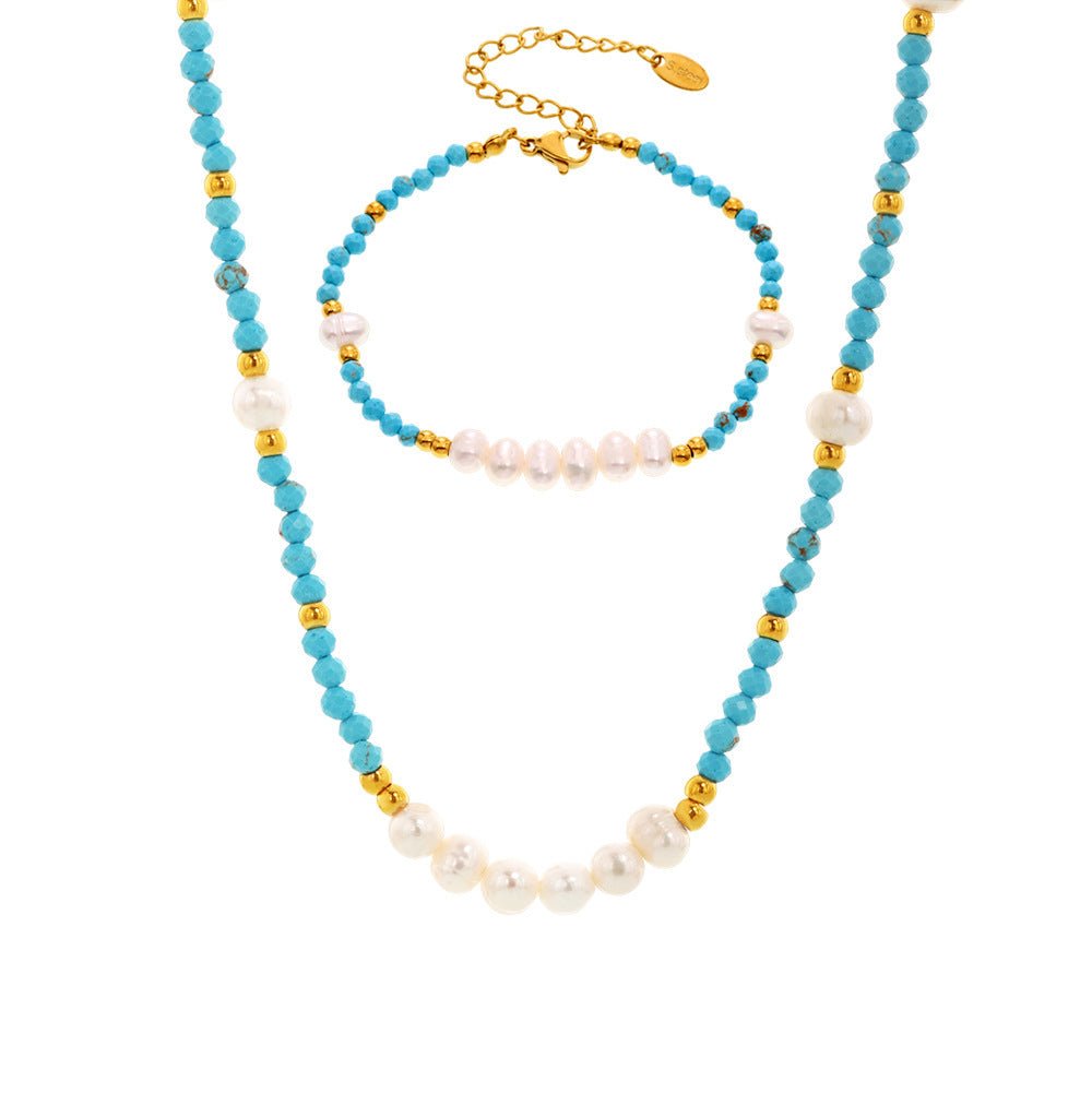 ACOOE Luxury Layered Pearl Necklace and Bracelet Set - ACOOE