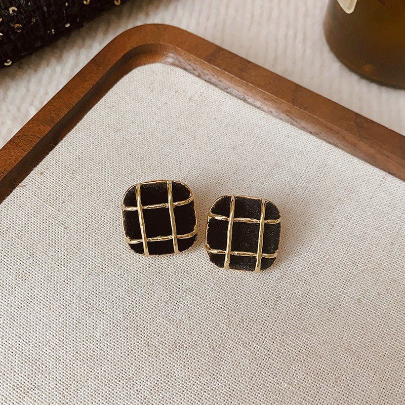 ACOOE S925 Silver Black Flower Earrings - ACOOE