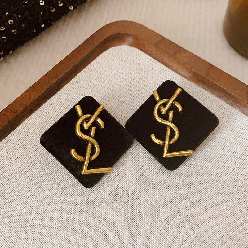 ACOOE S925 Silver Black Flower Earrings - ACOOE