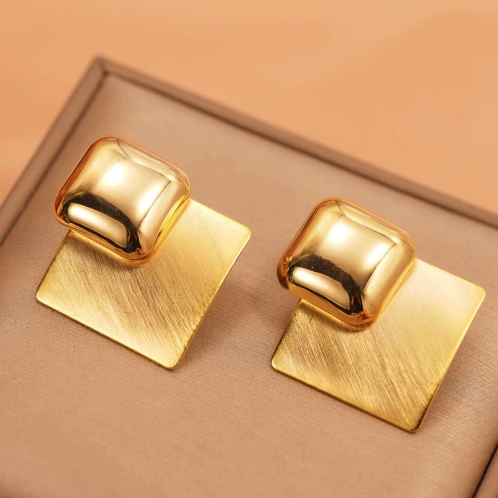 ACOOE S925 Silver Simple Square Earrings - ACOOE