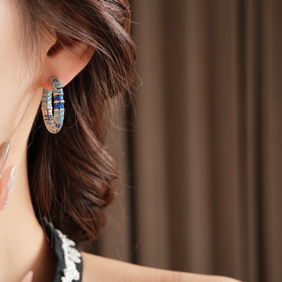 ACOOE S925 Silver Vintage Blue Earrings - ACOOE