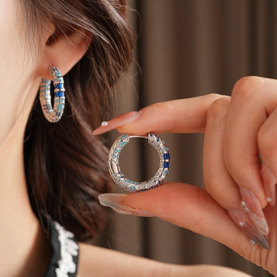 ACOOE S925 Silver Vintage Blue Earrings - ACOOE