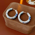 ACOOE S925 Silver Vintage Blue Earrings - ACOOE