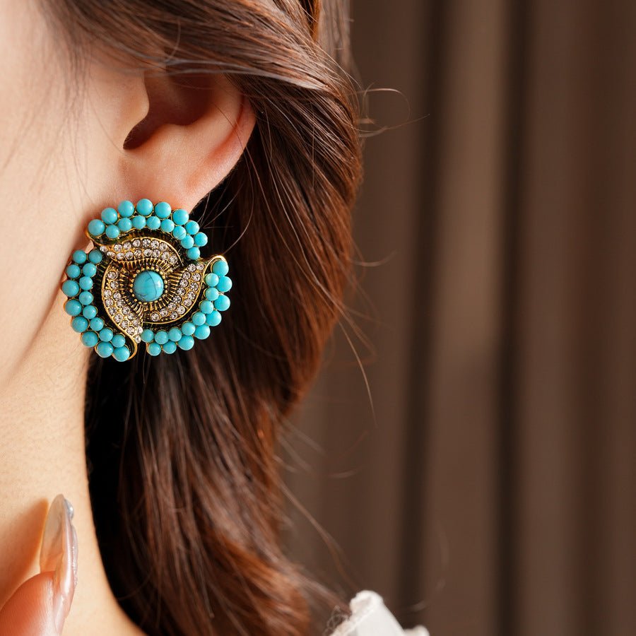 ACOOE S925 Silver Vintage Bule Earrings - ACOOE