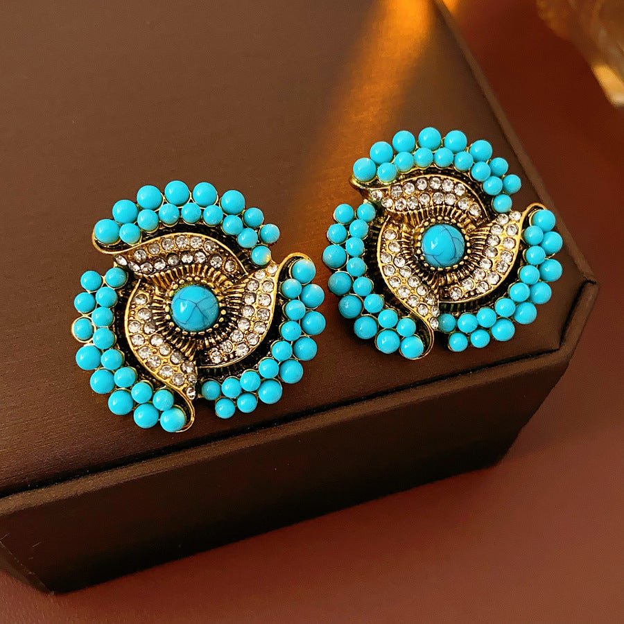 ACOOE S925 Silver Vintage Bule Earrings - ACOOE