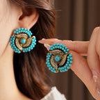 ACOOE S925 Silver Vintage Bule Earrings - ACOOE