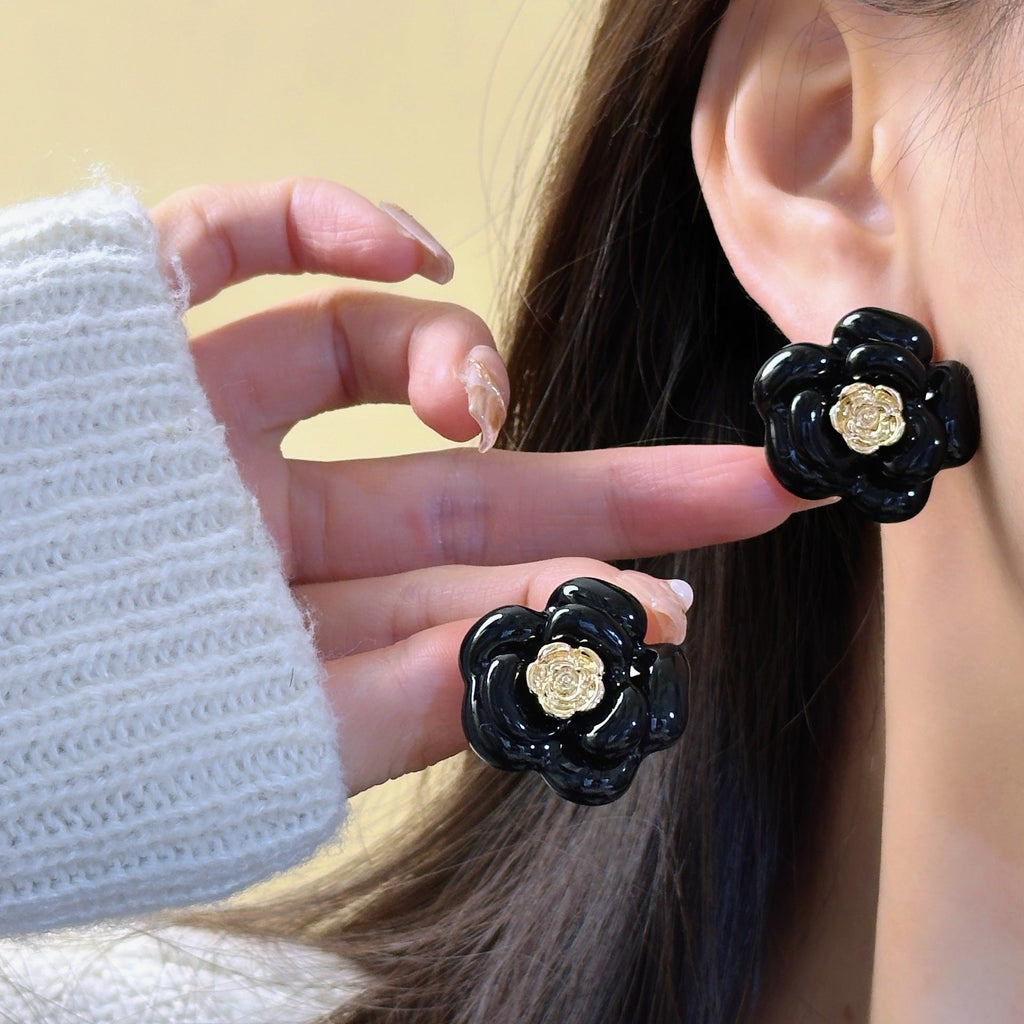 ACOOE S925 Silver Vintage Camellia Earrings - ACOOE