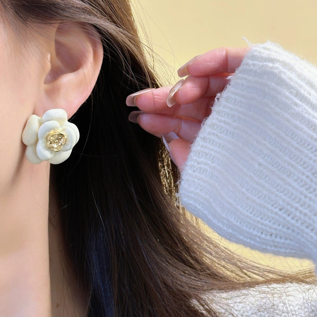 ACOOE S925 Silver Vintage Camellia Earrings - ACOOE