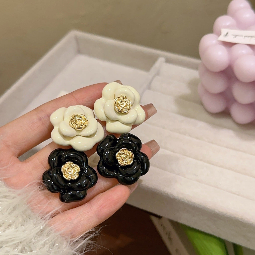 ACOOE S925 Silver Vintage Camellia Earrings - ACOOE