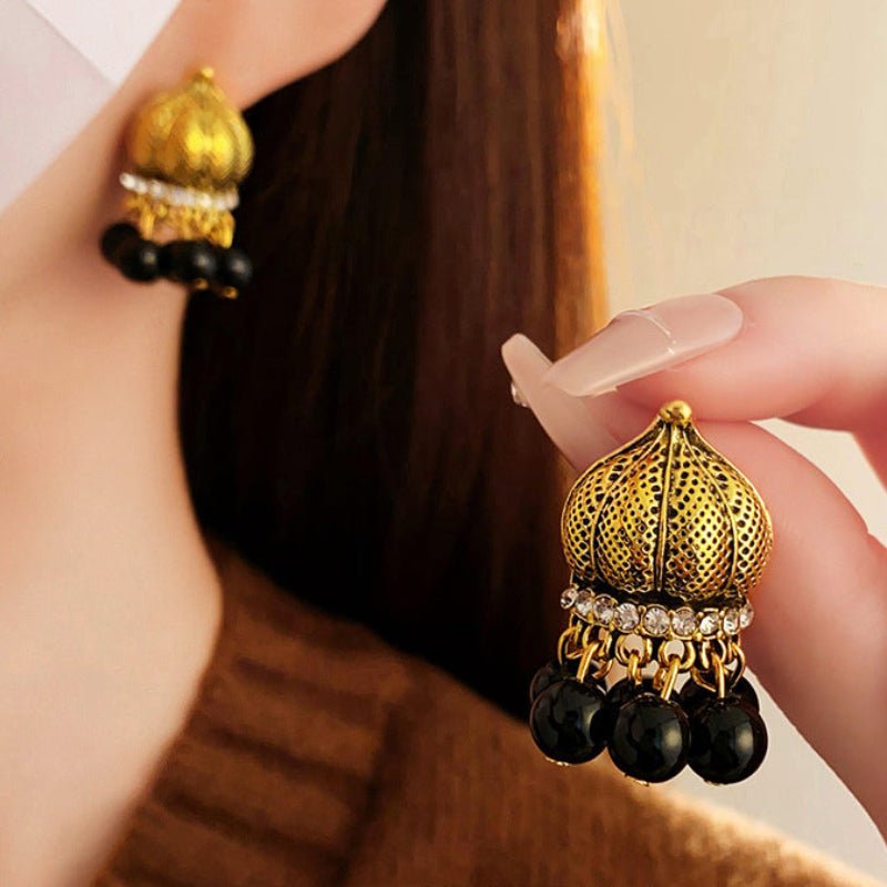 Distressed Metal Round Beads Vintage Earrings - ACOOE