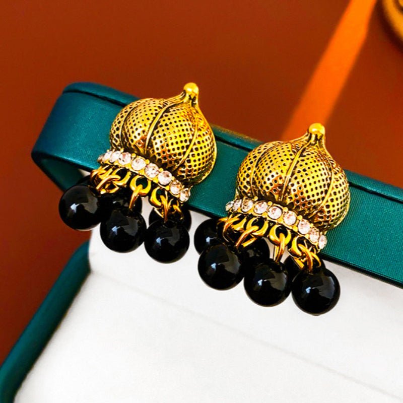 Distressed Metal Round Beads Vintage Earrings - ACOOE