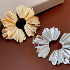 Leaf Flower Fan - shaped Pleated Metal Earrings - ACOOE