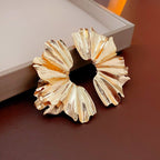 Leaf Flower Fan - shaped Pleated Metal Earrings - ACOOE