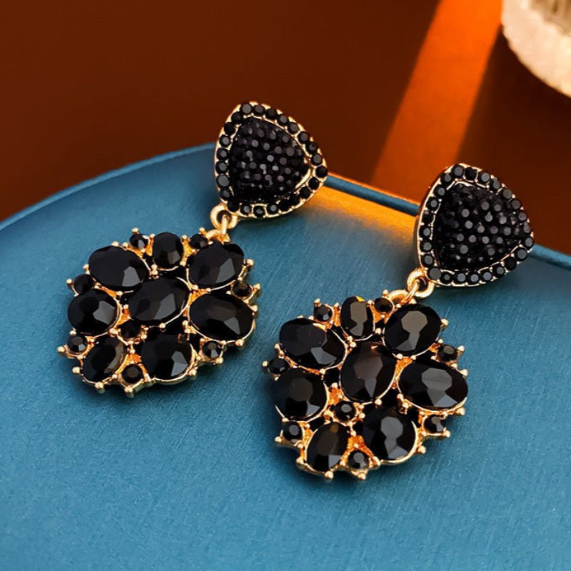 Light Luxury Vintage Black Oil Drop Round Studs - ACOOE