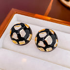 Light Luxury Vintage Black Oil Drop Round Studs - ACOOE