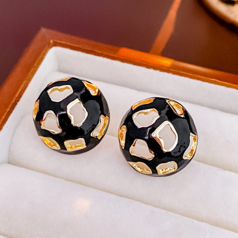 Light Luxury Vintage Black Oil Drop Round Studs - ACOOE