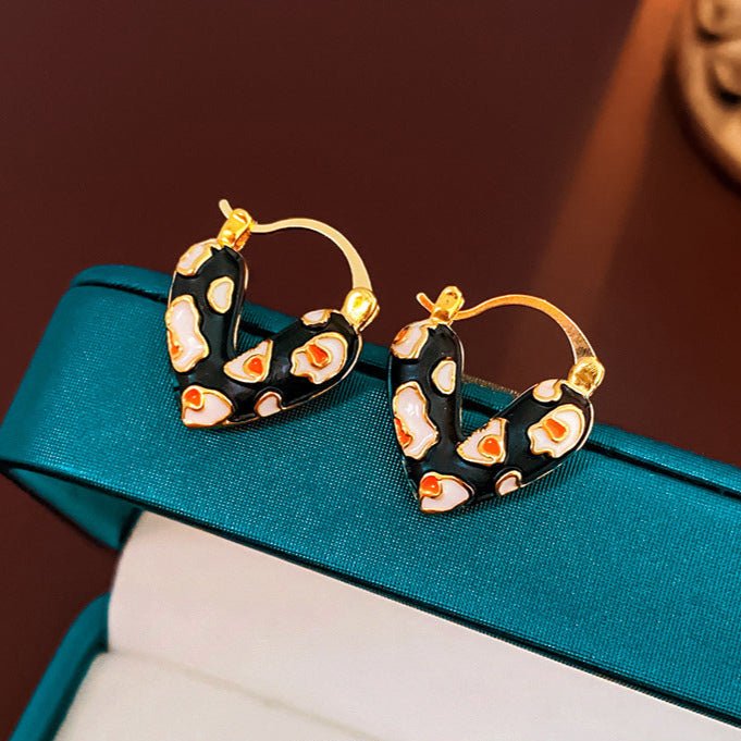 Light Luxury Vintage Black Oil Drop Round Studs - ACOOE