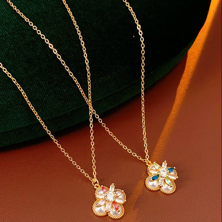 Light Luxury Zircon Flower Pearl Necklace - ACOOE