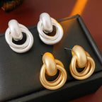 Metal Hoop Geometric Matte Minimalist Earrings - ACOOE